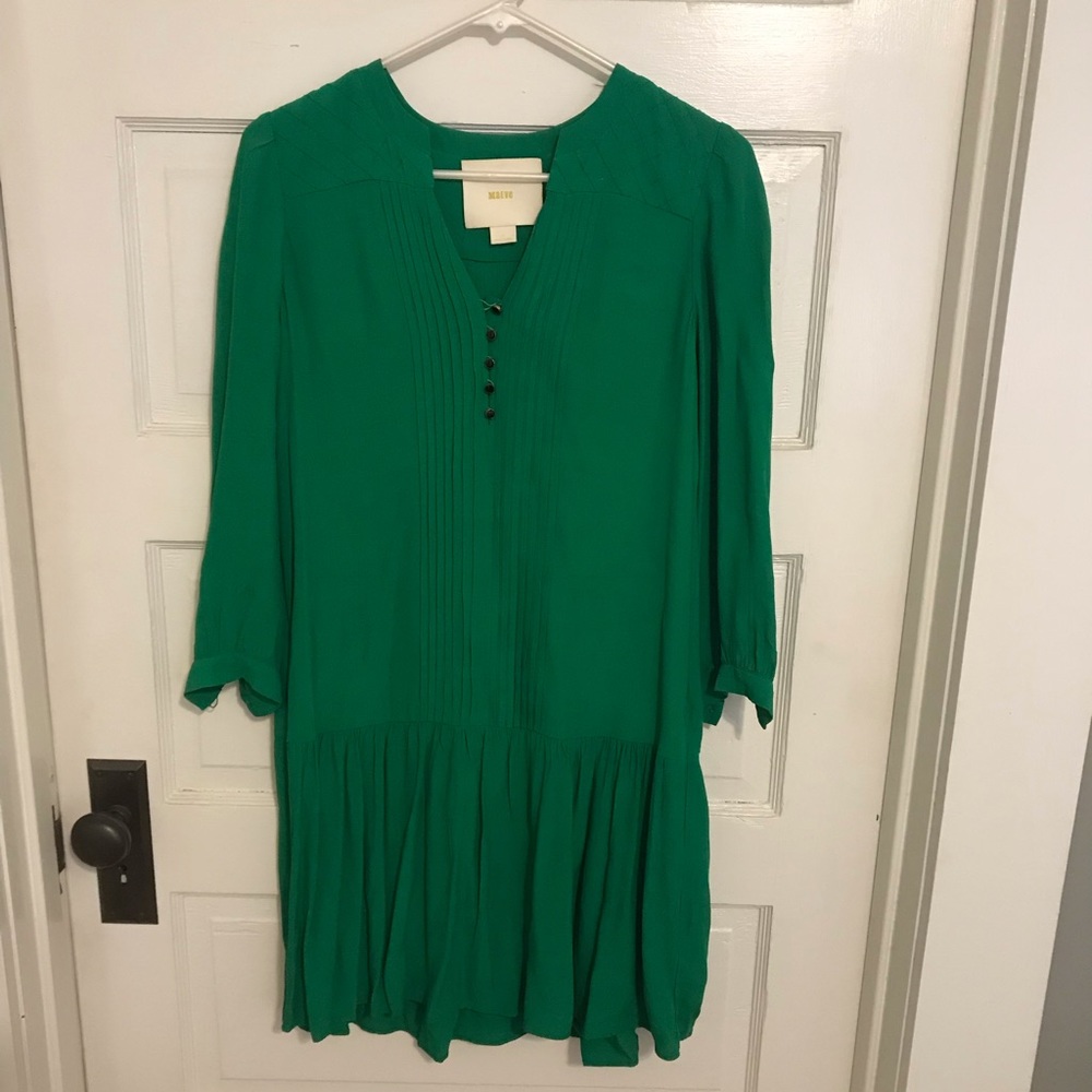 Anthropologie Maeve brand green drop waist dress